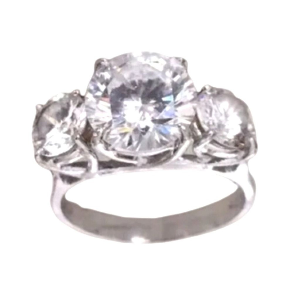 DES Sterling Silver 925 Ring 6tcw 3 Round Cut CZ Sz 5.75  Designer RS1